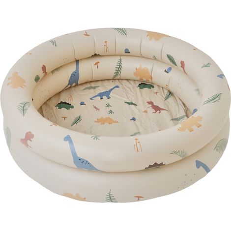 Piscine gonflable ronde pour enfants Ø90 cm avec imprimé de dinosaure mignon, 2 anneaux d'air Piscine de jeu en PVC sûre pour les tout-petits, jeux de sable et d'eau intérieurs et extérieurs en été (1/5)