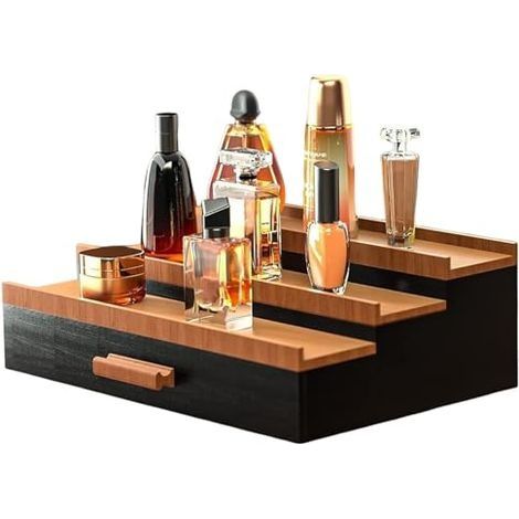 Organisateur de Parfum, 12, 6x8, 7x4, 1 Pouce de Parfum en Bois, Organisateur Cologne à 3 Niveaux avec tiroirs Compartiment, Support Cologne Portable pour Commode Salon, Cadeaux (1/5)