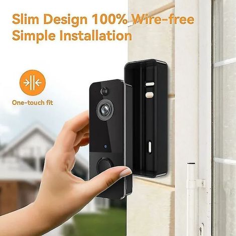 Sonnette vidéo sans fil avec détection de mouvement, stockage cloud, vue HD en temps réel, vision infrarouge nocturne, compatible Wi-Fi 2,4 GHz, caméra IP extérieure. (1/5)