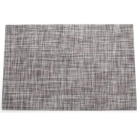 Lot de 6 sets de table isolants antidérapants en vinyle tissé à mailles croisées, lavables (gris foncé)