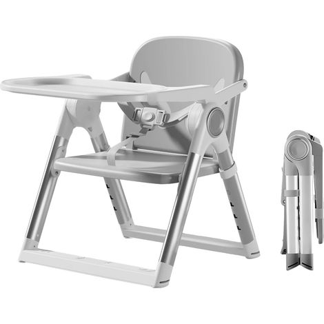 Siège rehausseur pour bébé, design portable, hauteur réglable, GRIS FONCÉ (1/2)