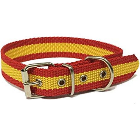 HUNDEHALSBAND MIT SPANISCHER NYLONFLAGGE UND LEDERVERSTARKUNG 30 CM  EXCLUSIVES ANGEBOT