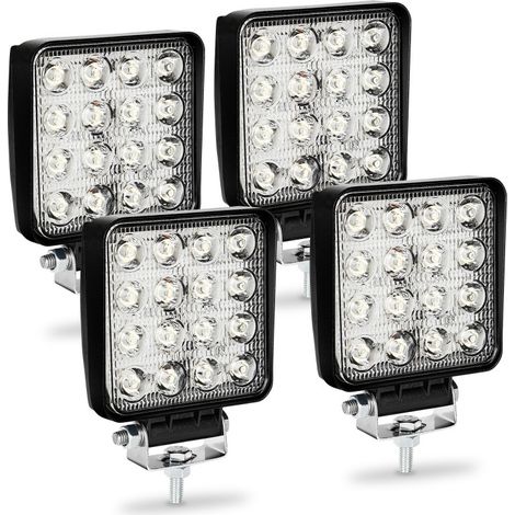 EINFEBEN 4PCS 48W Phare de Travail Carre a Leds DC 12V 24V Quad Camion Bateau Tracteur Offroad Imperméable (1/4)
