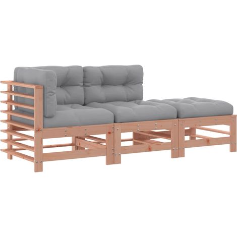 Maison Exclusive - 3-tlg. Garten-Lounge-Set mit Kissen Massivholz