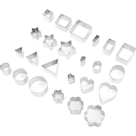 Emporte-pièces en acier inoxydable, lot de formes : rond, étoile, fleur, cœur, carré, rectangle, triangle, pour pâtisserie et cuisine. (1/5)