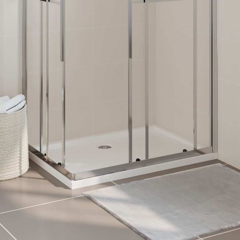 Receveur de douche rectangulaire 70x100 cm - ABS renforcé fibre de verre blanc, seuil bas, évacuation 9 cm (drain non inclus) (1/5)