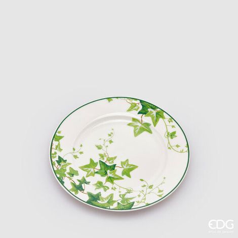 EDG Enzo De Gasperi Piatto Dessert H 2 Cm D 20,5 Cm Bianco e Verde
