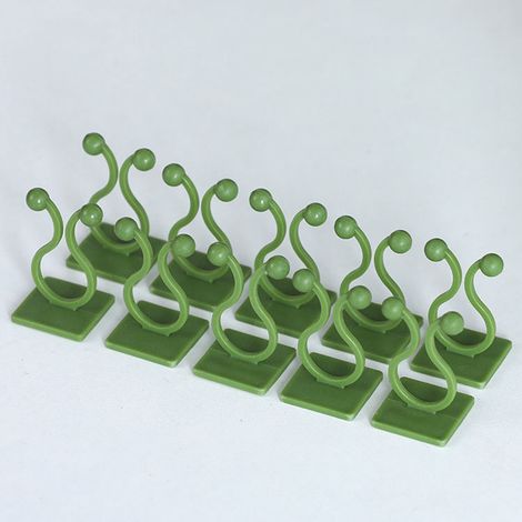Bolsas autoadhesivas con clip 10 unidades Soporte para enrejados de plantas trepadoras PVC ecológico que no deja marcas Para uso interior y exterior Para asegurar ramas y cables (1/5)