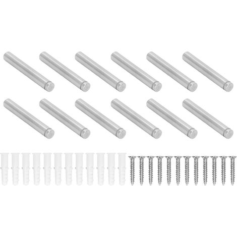 12 kits vis d'écartement inox 12x80mm fixation vitre panneau affichage publicitaire pour usage domestique (1/5)