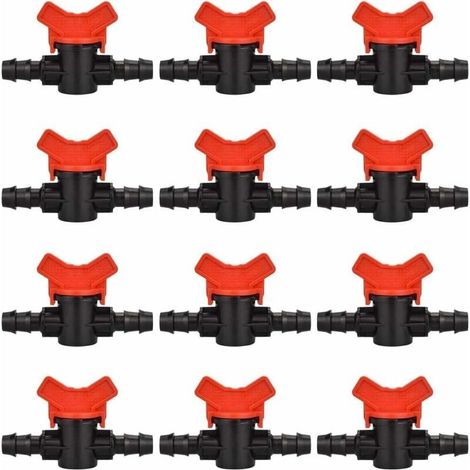 12 PCS Robinet de Jardin pour Tuyau, Tuyau Vanne d'irrigation 16 16mm Robinet d'arrêt raccord en Plastique pour Le contrôle extérieur de la vanne d'eau de Jardin (Noir + Rouge)-LIAIKI (1/5)