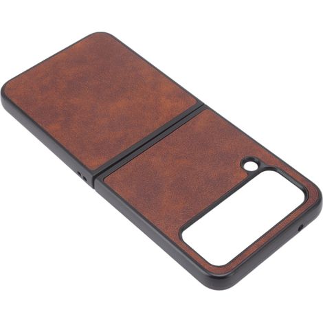 Étui de téléphone portable à écran pliable en cuir marron pour Samsung Galaxy Z Flip 4 (1/5)