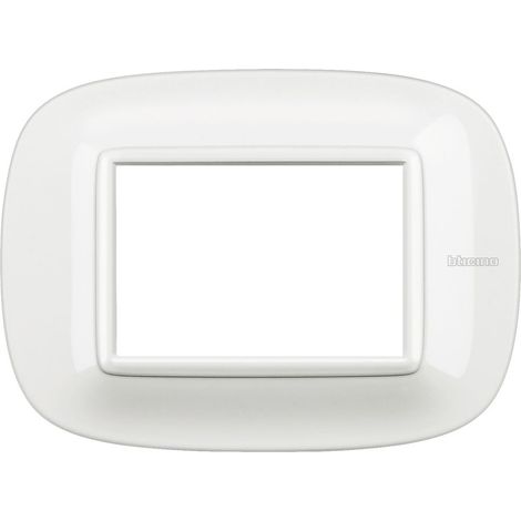 Bticino axolute - 3-Modul-3P-Ellipsenplatte aus weißem Axolute-Metall