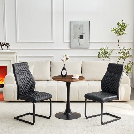 Ensemble table ronde 60 cm avec 2 chaises de salle à manger noires OKWISH (1/5)
