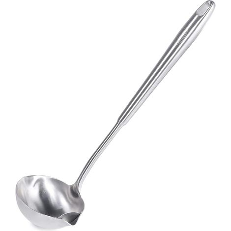Louche en acier inoxydable 304, écumoire pour soupes et sauces, ustensile de cuisine pratique et durable. (1/4)