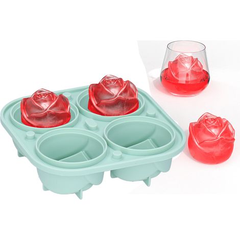 Silikon-Eiswürfelform in Rosenform, 4 Fächer, hellgrün, ideal für Zuhause, Bar und Küche. (1/5)