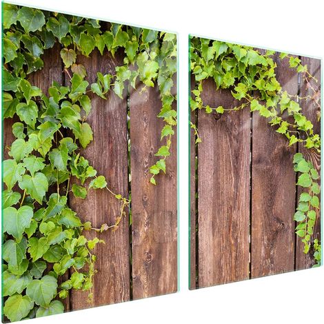Plaque de protection en verre pour poêle 2x45x52 Bois (1/5)