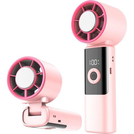 Ventilateur Turbo Portable – Mini Rechargeable LED 3 Vitesses – Appareil Fraîcheur pour Bureau & Voyage – Rose (1/5)