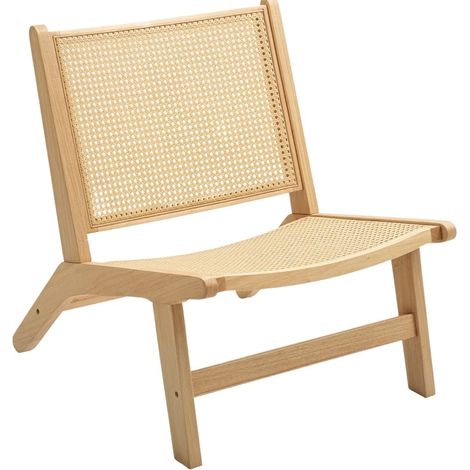 Fauteuil relax sans accoudoirs en rotin, structure bois, assise large pour lecture et salon, style naturel, charge 120 kg – CHICFURN (1/5)