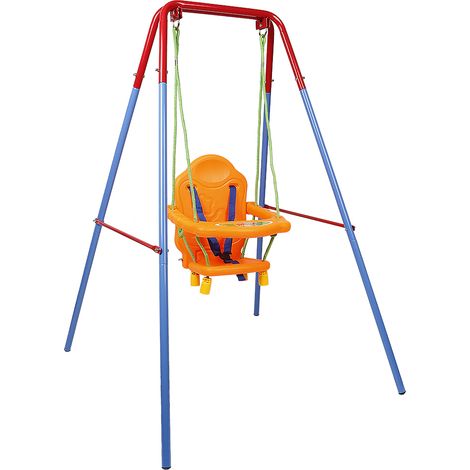 Schaukel Babysitz Kinderschaukel Schaukelgestell Gartenschaukel Rückenlehne mit Armlehnen und Sicherheitsgurt 107×96×131cm (1/5)