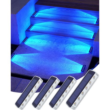 Lampe Solaire Exterieur Jardin, Lot de 4 Eclairage Escalier Exterieur IP68 Étanche, Blanc Chaud LED Lampe Solaire pour Jardin, Chemin, Escalier, Allée, Patios, Sol