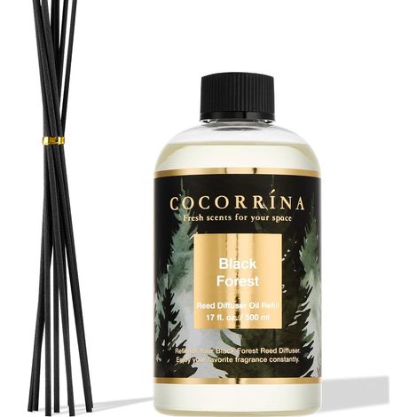 Recharge Diffuseur de Parfum 500ml avec 8 Bâtons, Black Forest, Parfum Longue Durée aux Huiles Essentielles Naturelles, Parfum d'intérieur pour Le Salon, la Chambre et la Salle de Bains (1/5)