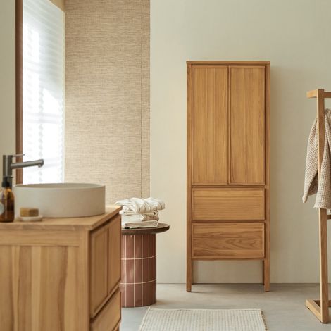 Tikamoon Jane Colonne de salle de bain en teck H 165 cm × L 60 cm × P 35 cm (1/5)