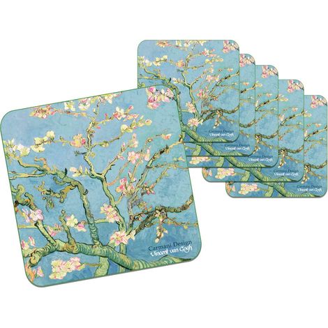 Carmani, set di 6 sottobicchieri in sughero - VAN Gogh/Mandorlo in fiore (1/3)