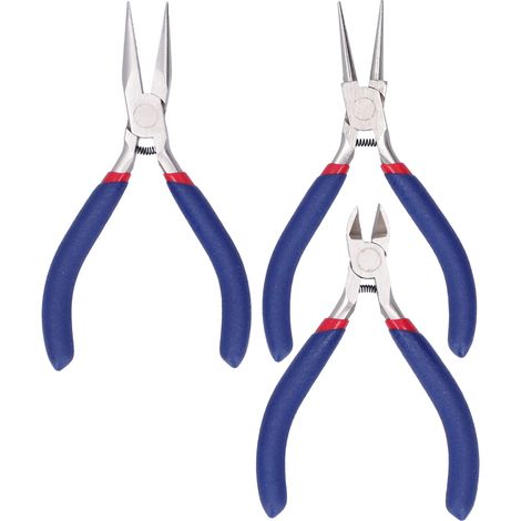 Ensemble de 3 pinces pour la fabrication de bijoux et d'objets artisanaux : pince diagonale et pince à bec fin. (1/5)