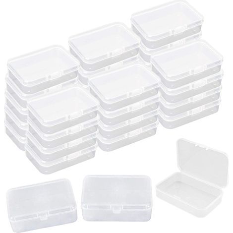 30 Pcs Transparent Mini Storage Box, Plastic Storage Containers Jewelry Organizer Box with Flip-up Lids for Card, Tiny Pearl, Jewerlry, 8.5  5.5  2.5cm