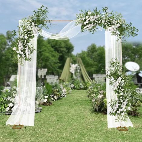 Wedding Arch Backdrop Stand Metal Square Flower Frame 9.8FT Garden Party Decor (1/5)