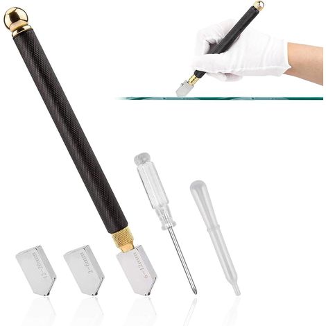 Utensile per il taglio del vetro, tagliavetro da 2 mm a 20 mm, utensile per il taglio del vetro con olio per tagliavetro, tagliavetro professionale, set di utensili per il taglio del vetro in metallo, (1/5)