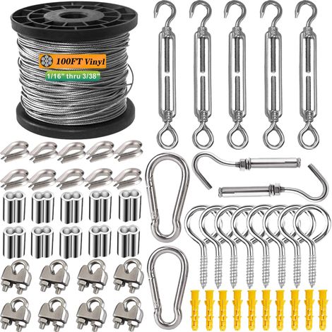 Steel Cable 2 mm, 30 m Stainless Steel, 304 Stainless Steel Cable, M5 Stainless Steel Tensioner Cable for Outdoor Climbing Plants, Trellis and DIY Outdoor Projects (1/5)