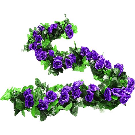 Lot de 4 guirlande, roses artificielles, tiges souples, tissu et plastique, décoration mariage fête jardin (1/5)