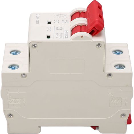 Disjoncteur bipolaire de faible puissance 6000 A, construction modulaire, mini-disjoncteur CC 500 V CC, 20 A (1/5)
