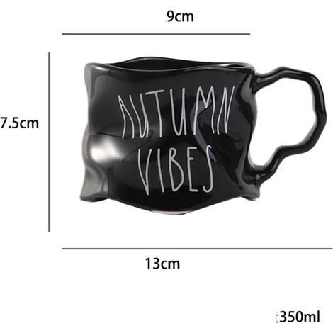 (Lettre (Noir) 301-400 ml) 1 Mug en céramique créatif, Mug en céramique robuste au design irrégulier pour couples
