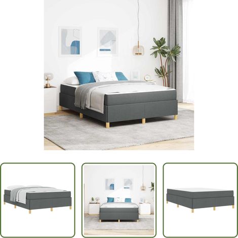 vidaXL Stoffbett - Bettrahmen mit Matratze Dunkelgrau 140 x 200 cm Stoff (1/5)