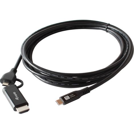 Equip Adapter USB-C-USB-C+HDMI PD100W 4K/ 60Hz 3.00m Alu. (128437)