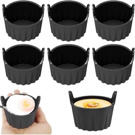 6 Pièces Moule Silicone Air Fryer, Ramekins For Air Fryer, Plat Pour Friteuse Sans Huile, Moule Air Fryer RéUtilisable Plat pour Air Fryer, pour Pâtisseries, Muffins, Puddings, Cupcakes (1/5)