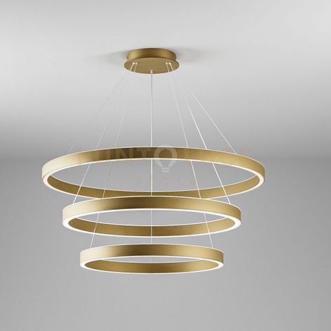 CRISEIDE S/3 - LAMPADARIO A SOSPENSIONE ORO A LED 3 CERCHI 3000K  6700LM 125W(35W+40W+50W) DIMMERABILE