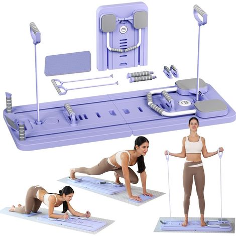 Pilates Board - 2025 Upgraded Pliable Pilates Reformer Machine Maison Planche Pilate Kit Multifonction Planche Fitness Roulette Abdominale Rebond Automatique (1/5)