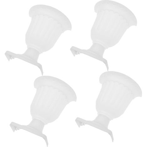 Ensemble de 4 jardinières murales style colonne romaine vintage, en plastique blanc, forme demi urne (1/5)