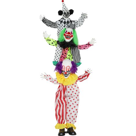 Stapelbare Halloween-Animatronics-Clowns mit roten leuchtenden Augen für Indoor-Party-Requisiten HOMAIRE 40x33x180 cm - Mehrfarbig