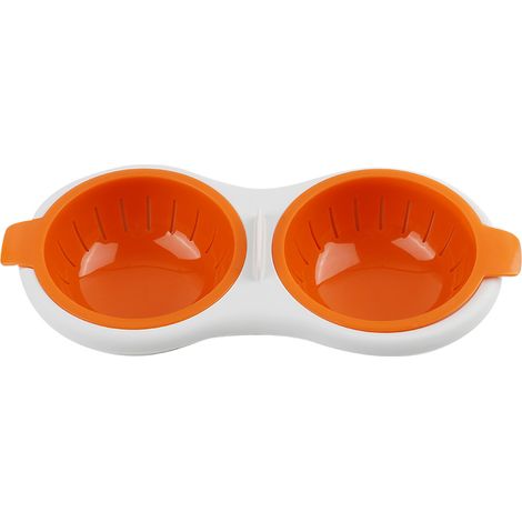 Cuiseur d'œufs mini double couche, pochette à œufs pour petit-déjeuner, ustensile de cuisine micro-ondes (Orange) (1/5)