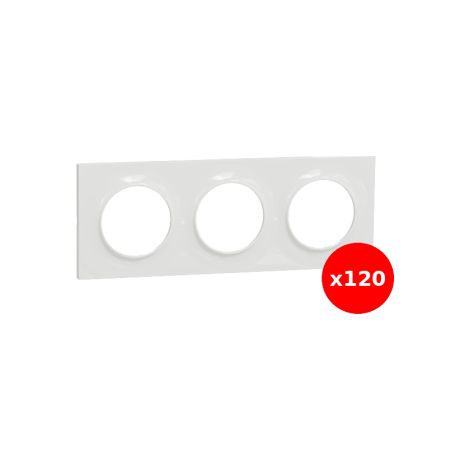 Schneider - Odace 2011 - Styl - LOT de 120 Plaques 3 postes - Entraxe 71 mm - Blanc - Ref : S520706x120 (1/2)