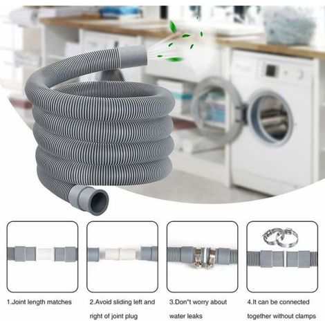 1 Tuyau d'écoulement spirale,5 m,Diamètre 19-21 mm,Résistant 90 °C,Lave-linge et lave-vaisselle (1/4)