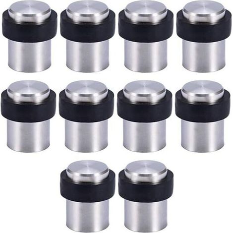 Bodenmontierter Türstopper aus Edelstahl, 4,5 cm – Schwarze Gummierung – Feste Montage mit mitgelieferten Schrauben – Schützt Wände und Türen