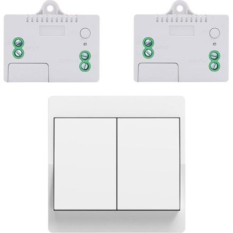 Interrupteur sans fil auto-alimenté 433 MHz – Installation facile sans recâblage – Portée 150 mètres extérieur – Poussoir 2Gang (1/5)