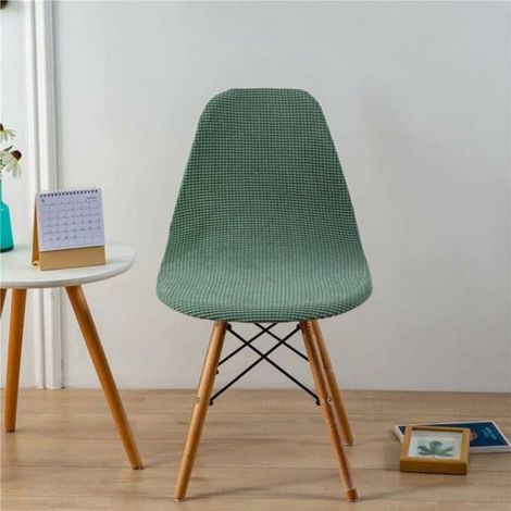 Lot de 6 housses de chaise, jacquard uni sans accoudoirs, pour salle à manger, cuisine, salon, bureau, vert (1/5)