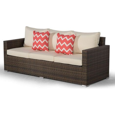 Giardino Sydney Rattan 3 Seater Sofa - Brown (1/5)