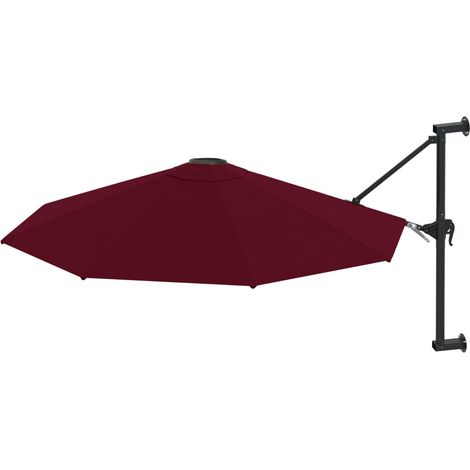 Parasol mural avec mât en métal 300 cm Bordeaux